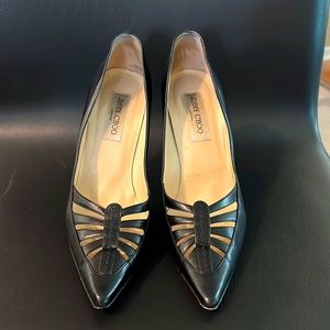 Jimmy Choo Black Leather cutout Stiletto pumps Size 39 1/2